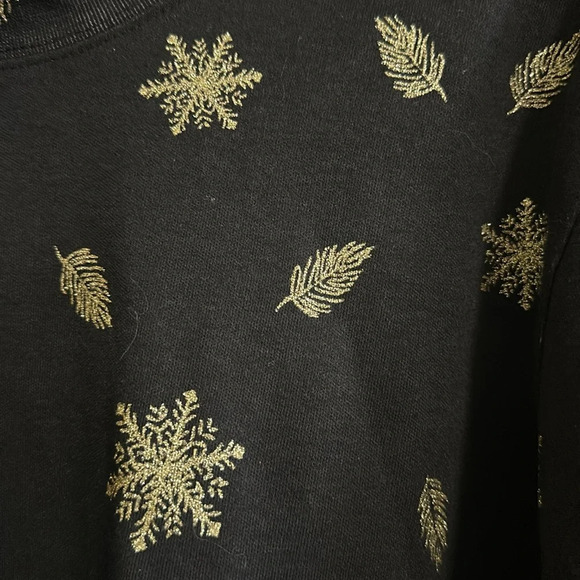 Karen Scott L/S NWT Black w/ Gold Glitter Leaves & Snowflakes❄️ all over Size:3X - Picture 3 of 4